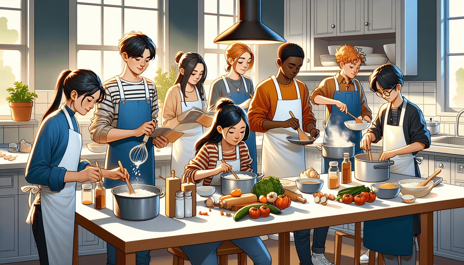Students in a cooking class